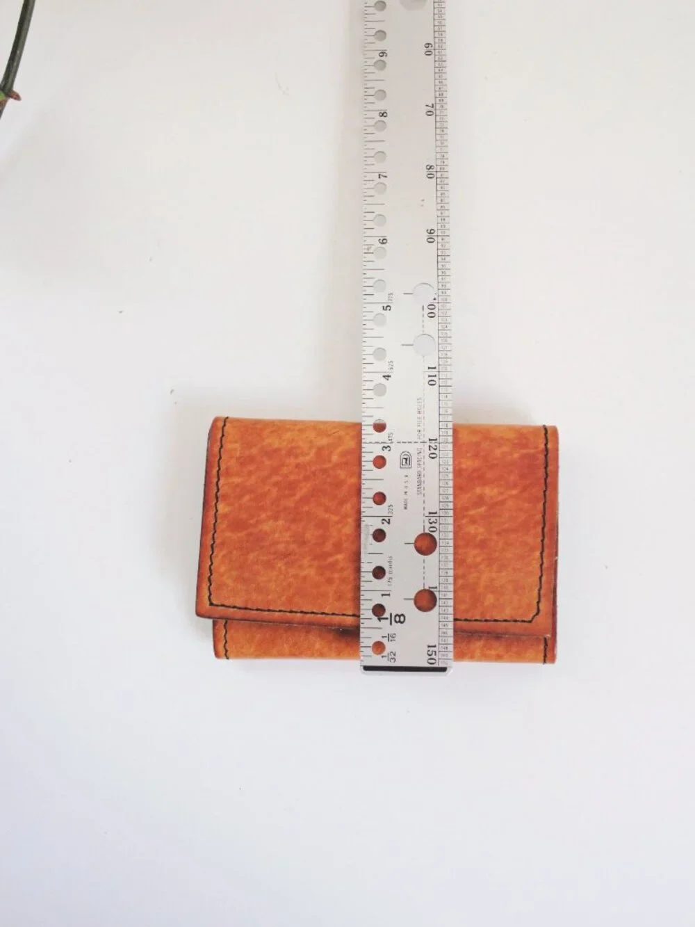 Vintage Hand-Stitched Leather Wallet Trifold Card Coin Case Tan Patina Distresse - Picture 8 of 9